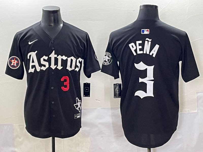 Men 2025 Houston Astros #3 Pena Black Five generations Joint Name Nike MLB Jersey style 7